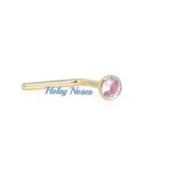 9ct Yellow Gold 2mm Pink crystal Nose Stud Ring Pin  Coneset body jewellery