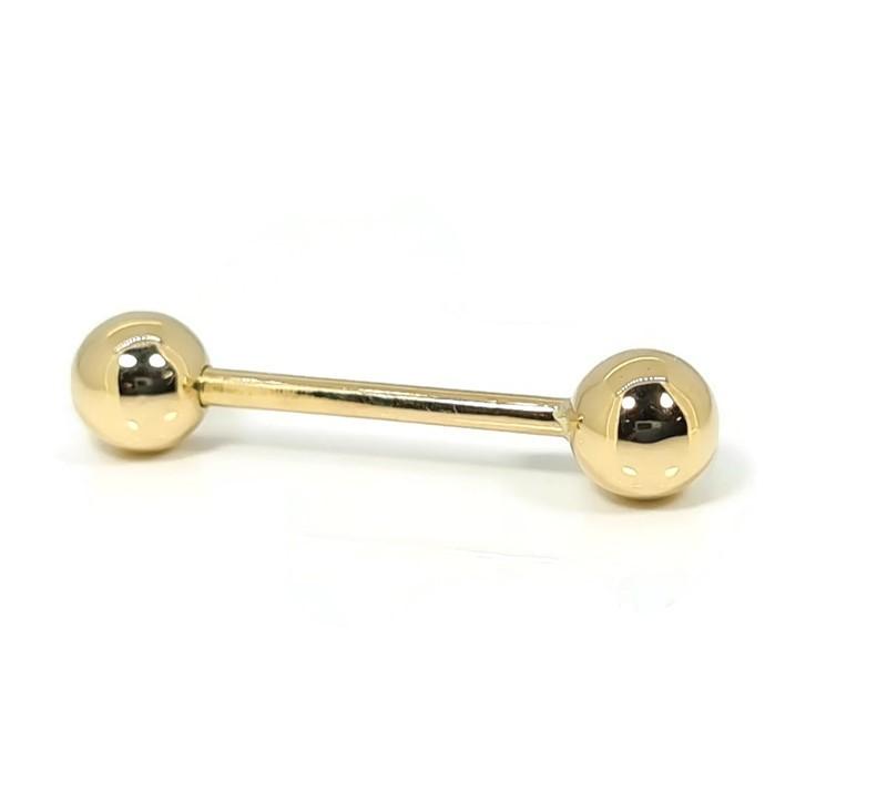 Handmade solid 18ct yellow gold 14g 6mm solid gold ball barbell body ...
