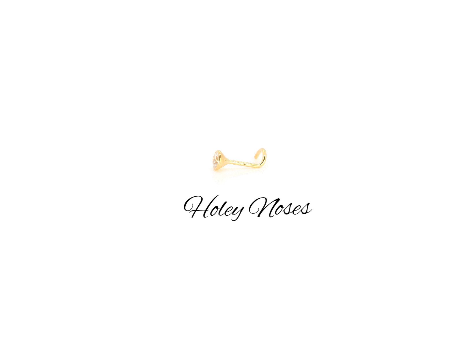 18ct Gold Champagne Diamond Nose Stud ring pin 0.10cts our largest ...