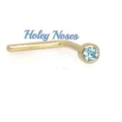 9ct Yellow Gold 1.5mm created Blue diamond Nose Stud Ring body jewellery