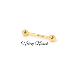 Gold Nipple Jewellery - 18ct yellow Gold nipple barbell or tongue barbell or earbarbell