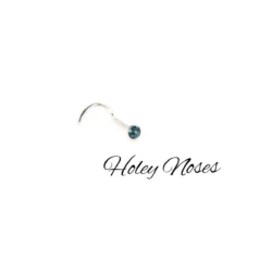9ct Gold Blue Tourmaline Nose Stud Ring Bone Pin 2mm